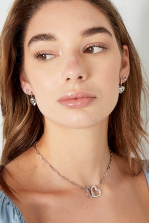 Necklace linked hearts - silver color Stainless Steel h5 Picture4